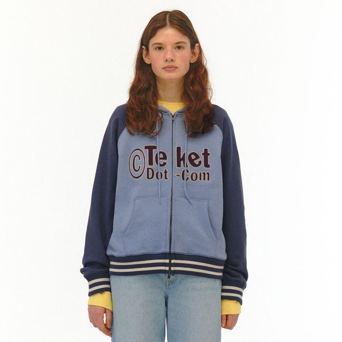 Tilted Zip-Up Hoodie Blue