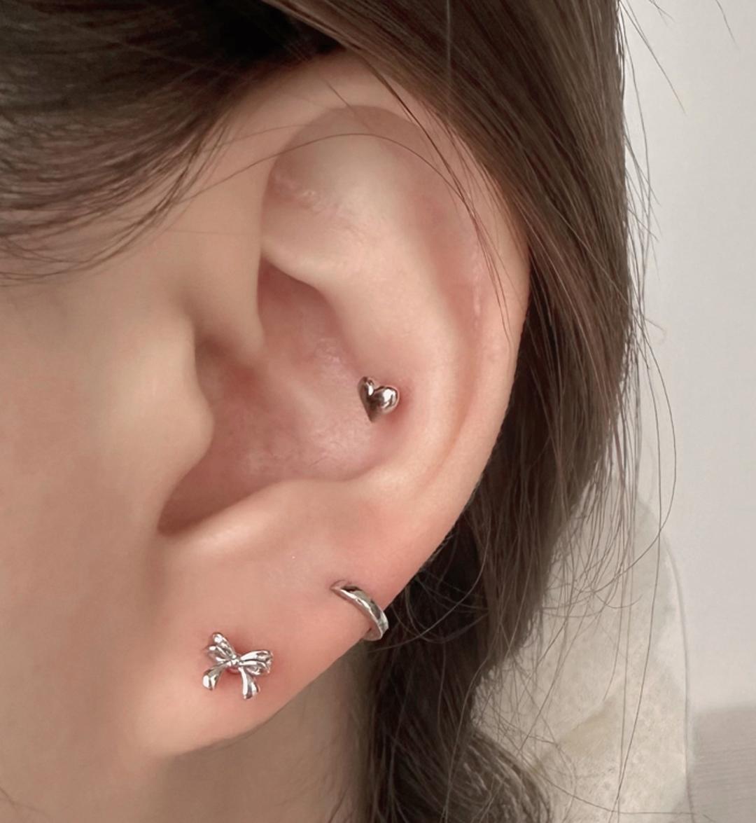 [무배 / 3개세트] 리본. 하트. 미니링 피어싱