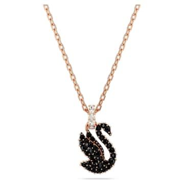 Swarovski Swan 펜던트, 스완, 스몰, 블랙, 로즈골드 톤 플래팅