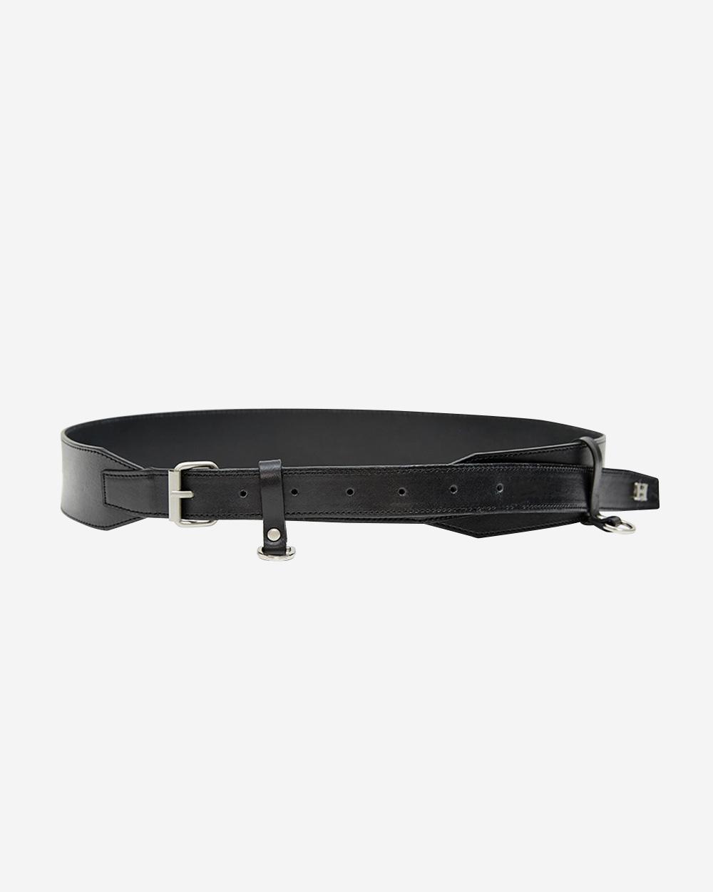 BLACK Layered leather belt belt(SA212)