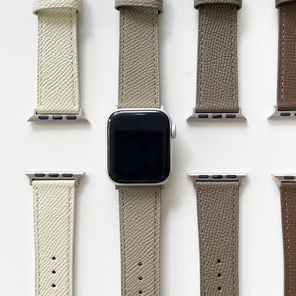 [LE SANS MADE] 애플워치 SE 8 7 6 5 호환 앱송 미니 슬림 가죽 스트랩 레더 밴드 에토프 베이지 브라운