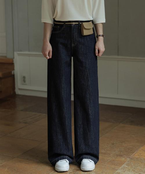 로우 스퀘어 포켓 와이드 생지데님 팬츠