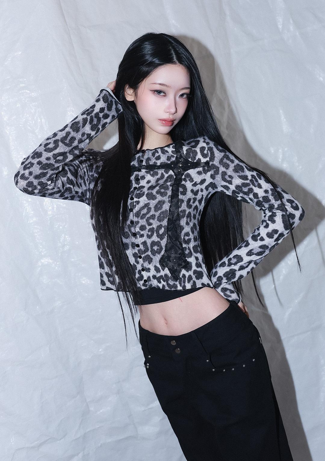 rough gothic cross patch cd - leopard