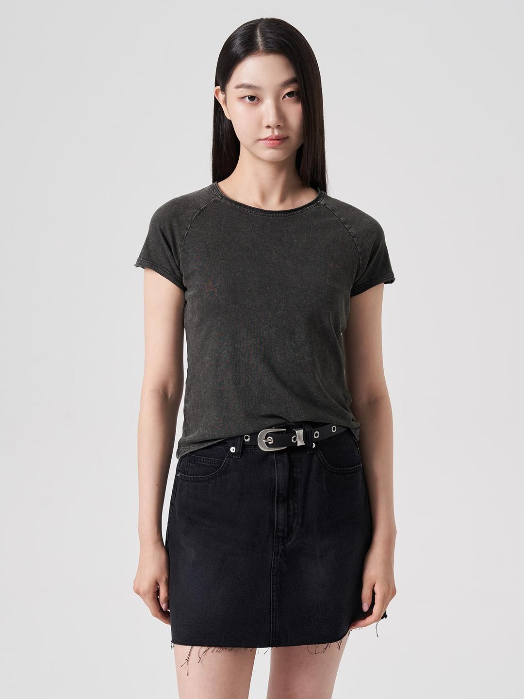 가먼트 다잉 슬럽 반소매 티셔츠 - 애쉬