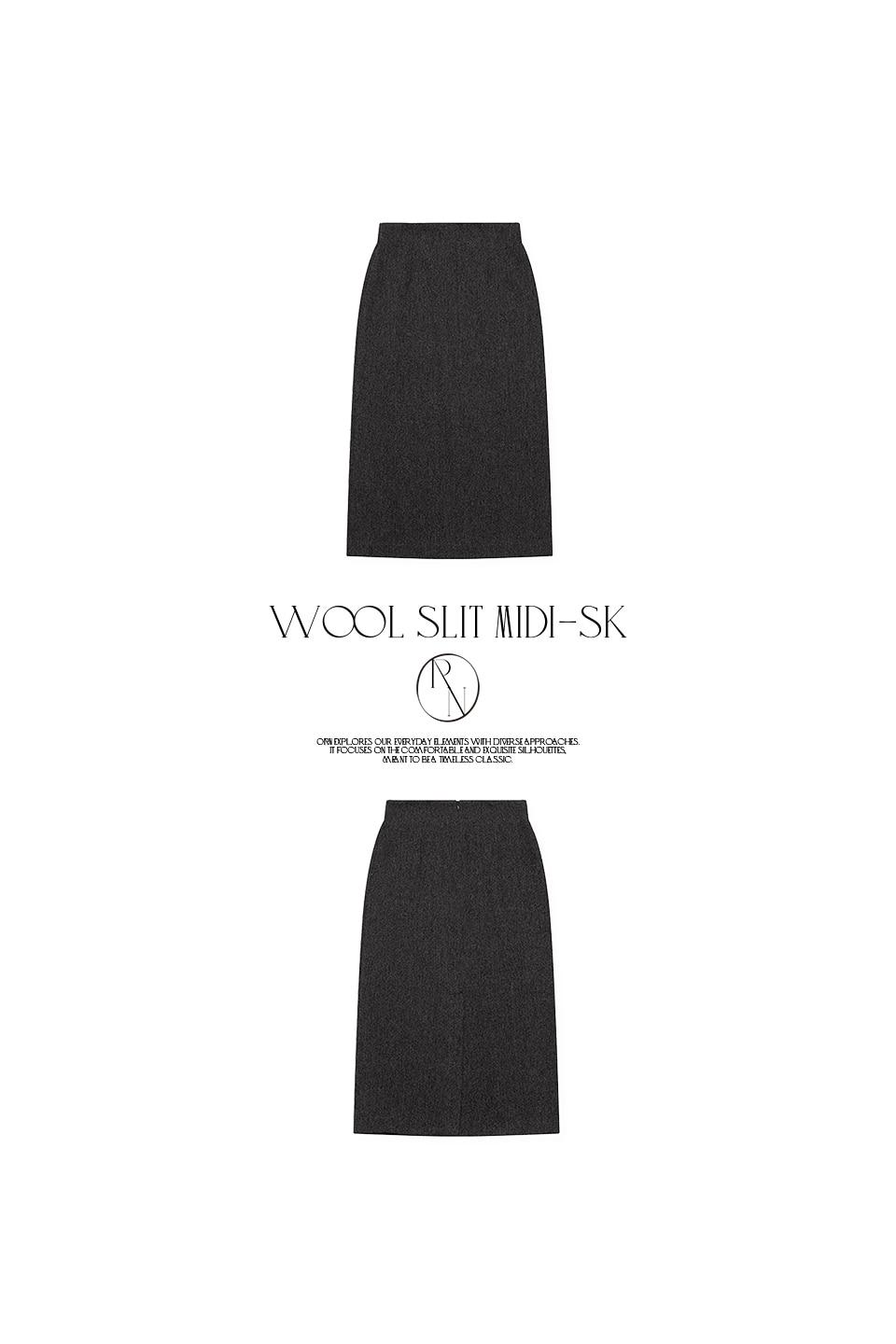 Wool slit midi-sk