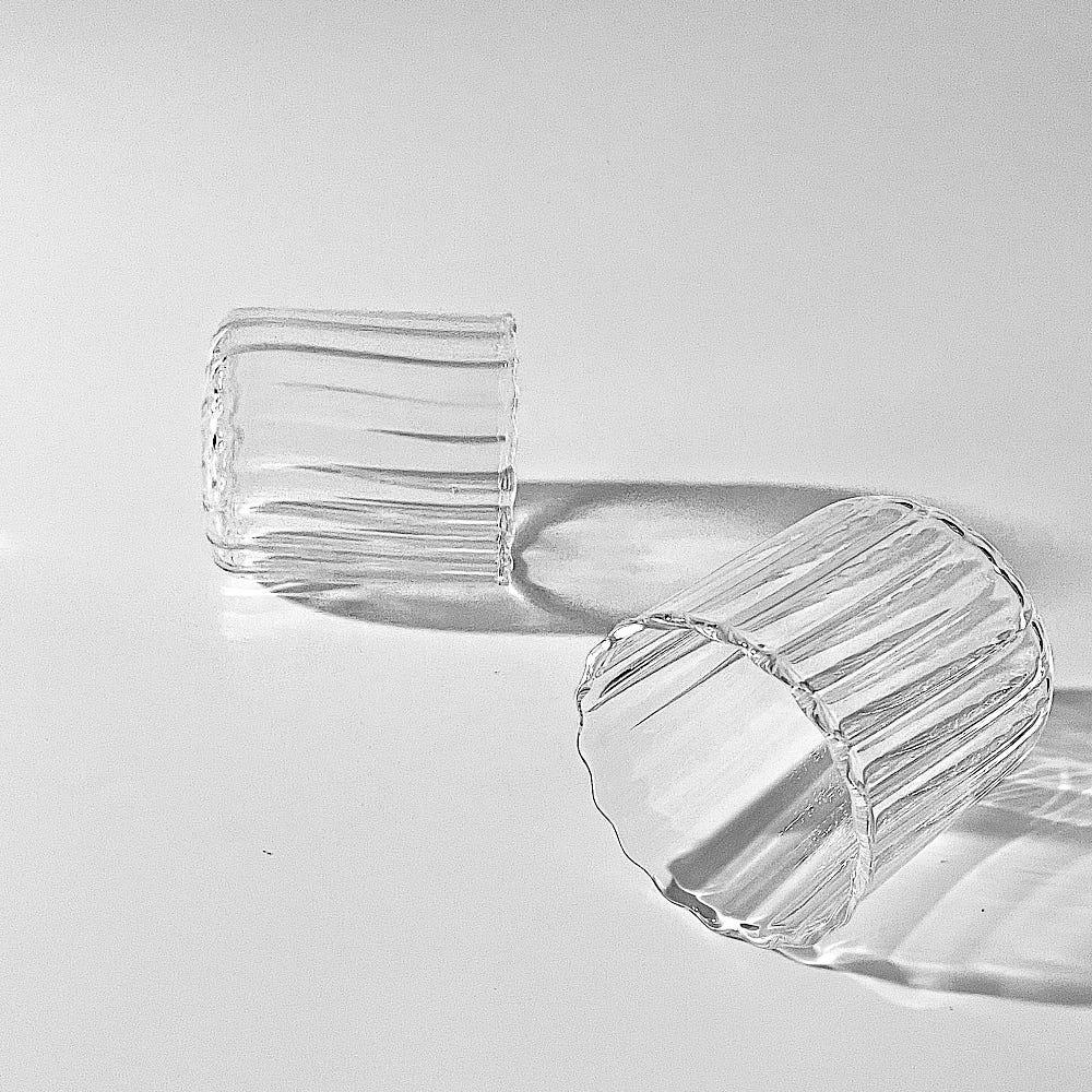 wave glass 2p 웨이브 글라스 세트 홈카페 물컵 유리잔 아이스크림 집들이 선물