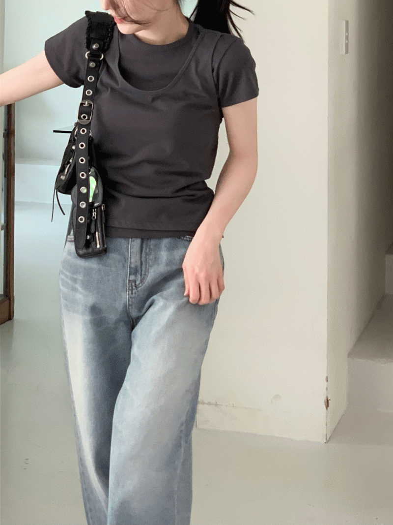 이시스 레이어드 타이업 티셔츠 (4 colors)