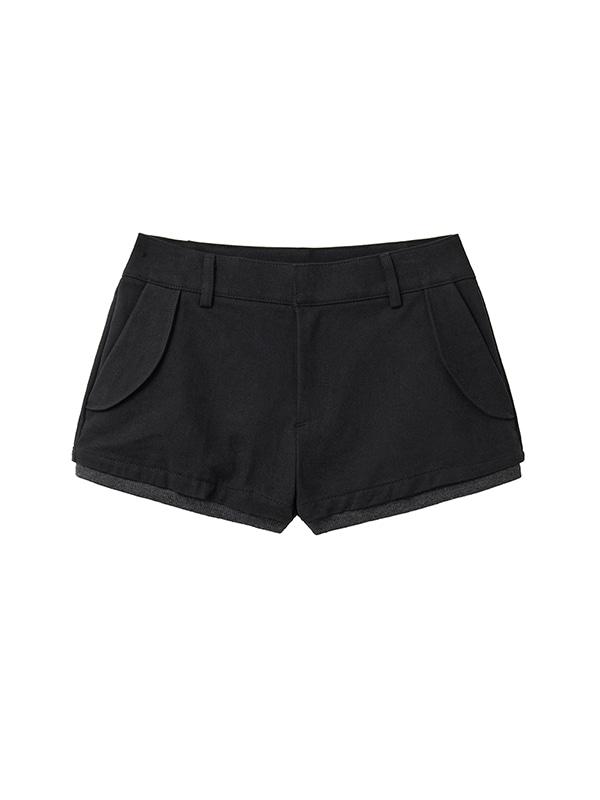 로우라이즈 리브드 쇼츠 - 블랙