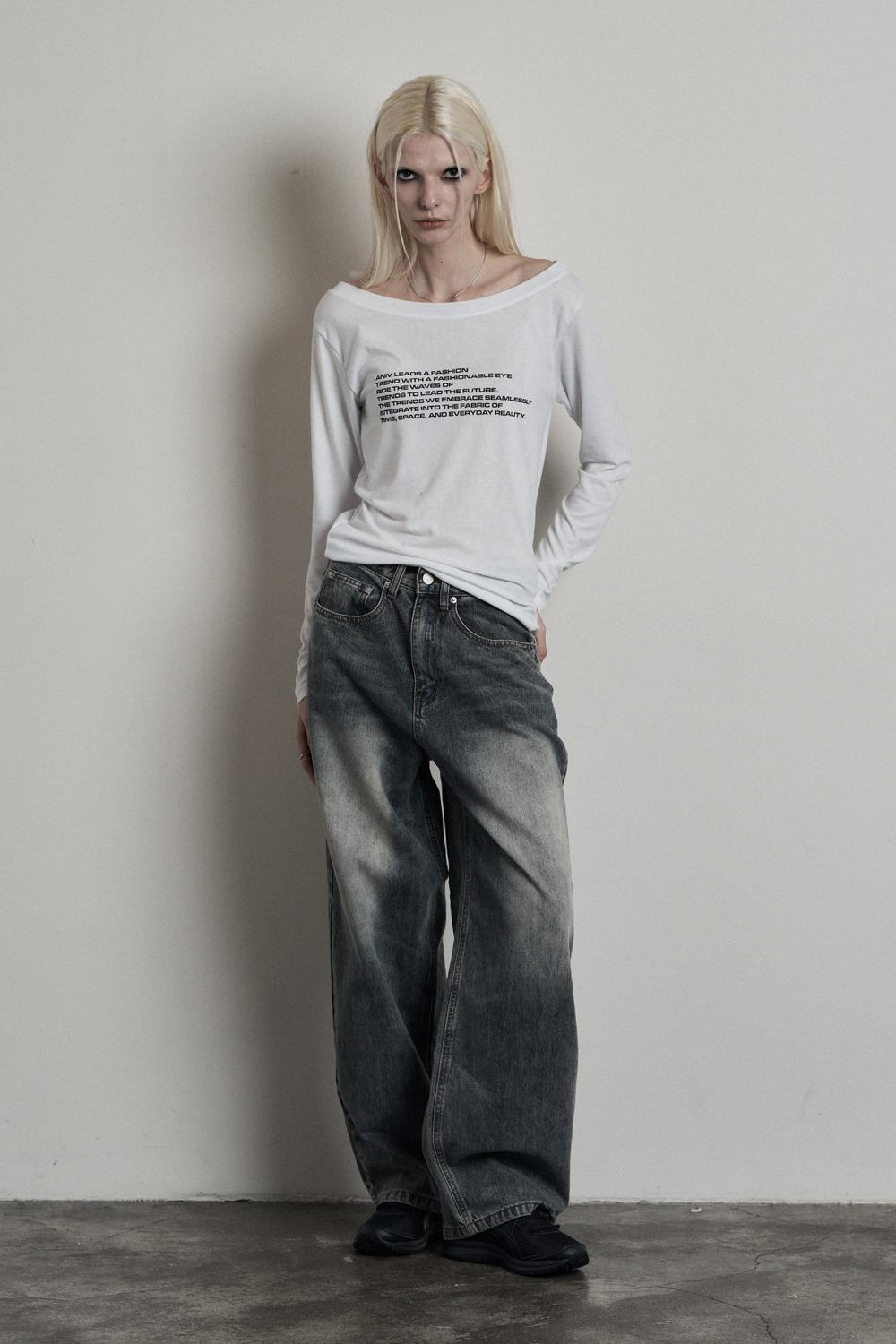 CAT BRUSH FADE WIDE DENIM PANTS VINTAGE BLUE