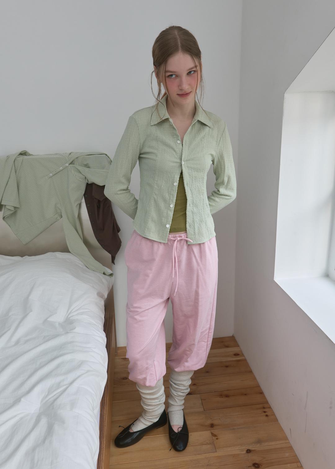 [PISCESS] Layered Knee-Socks Pants_Pink