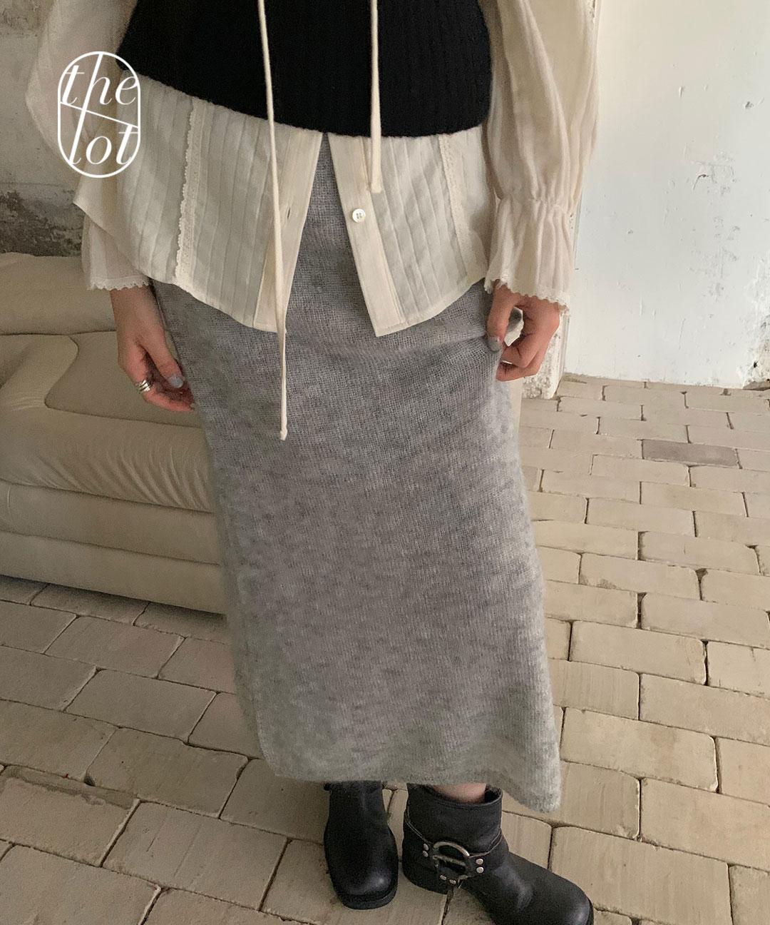 더롯 [poster] 포스터 키드 모헤어 롱 니트 울 스커트 (3color) 치마/데이트룩/보들/포근/출근룩/일상룩/겨울신상