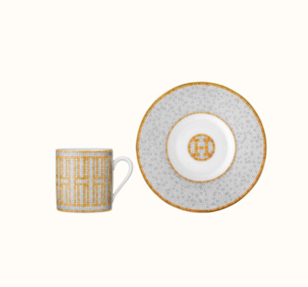 에르메스 모자이크 오24 골드 커피잔&소서 1인세트/ HERMES tableware Mosaique au 24 gold Coffee cup and saucer