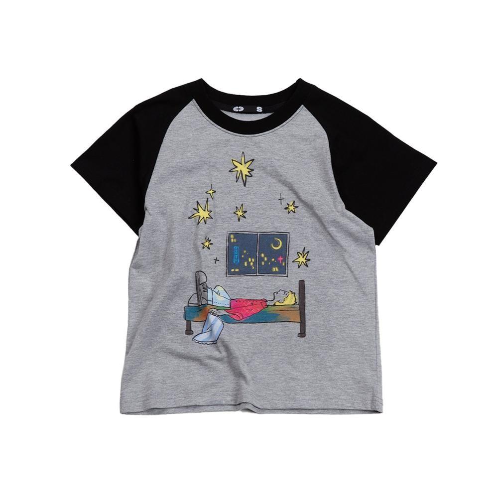 [ERTR] Sleeping Bed Raglan T-Shirt Grey Small Fit