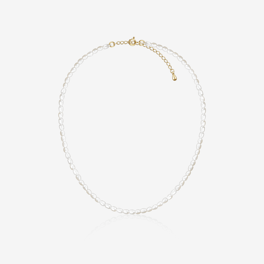 SILVER925 쌀알 담수 진주 목걸이