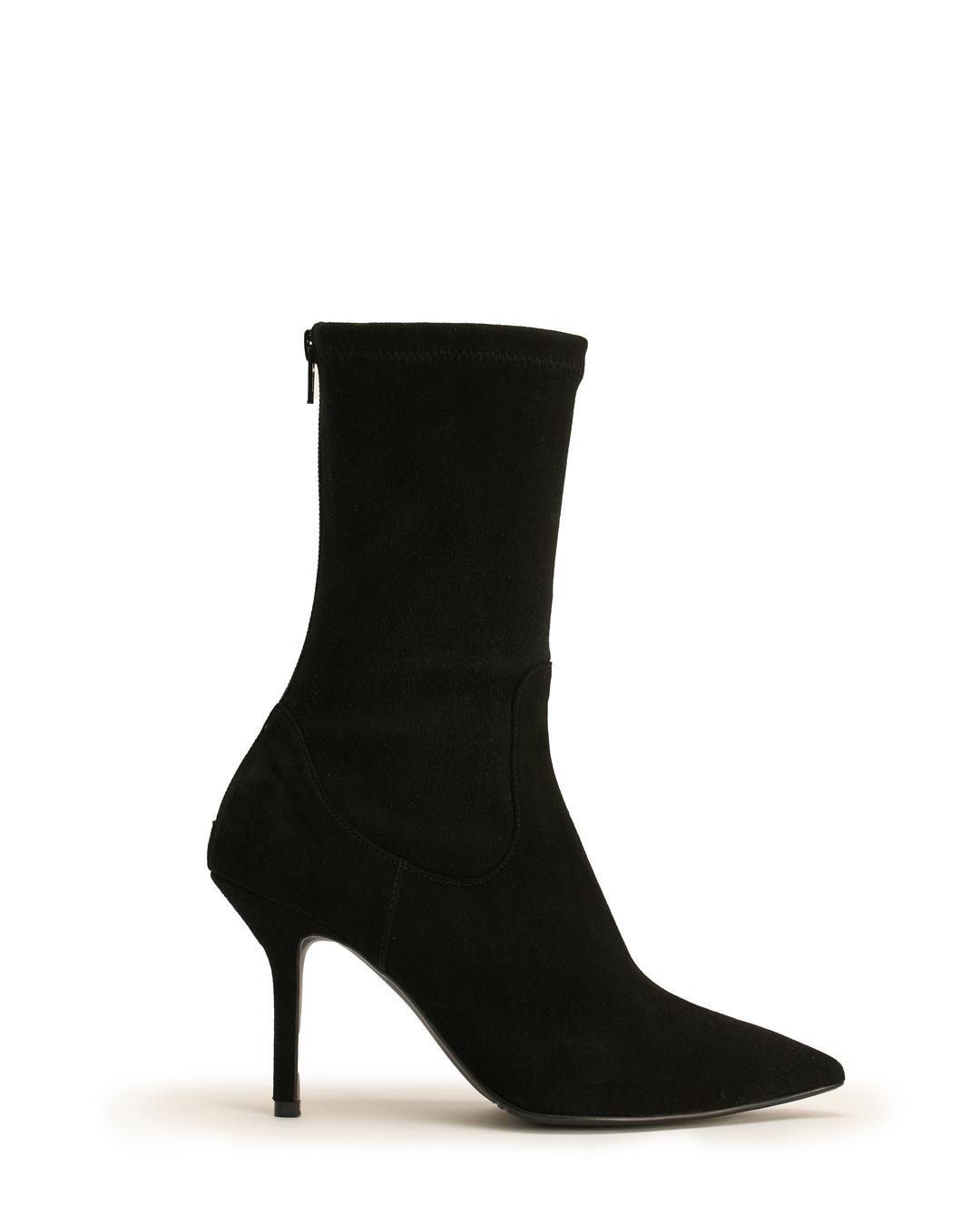 black suede point toe socks boots