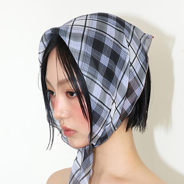 SHEER CHECK SCARF - BLACK