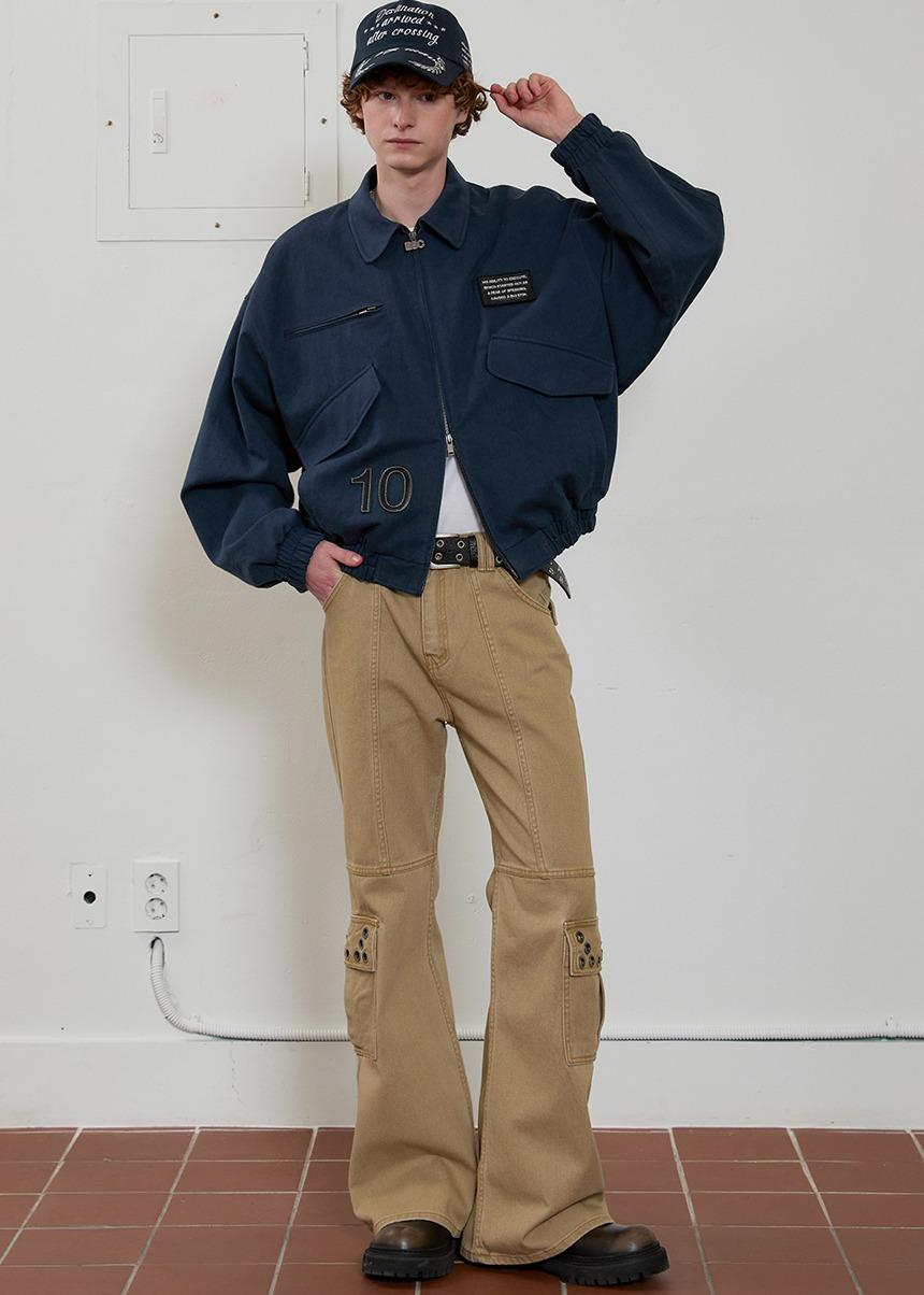 eyelet denim bootcut pants(beige)