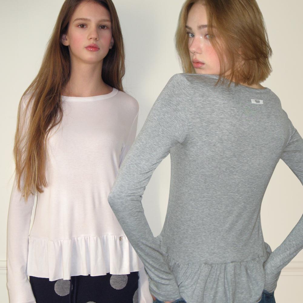 PENDANT RUFFLE LAYERED SLIM LONG SLEEVE (6color)