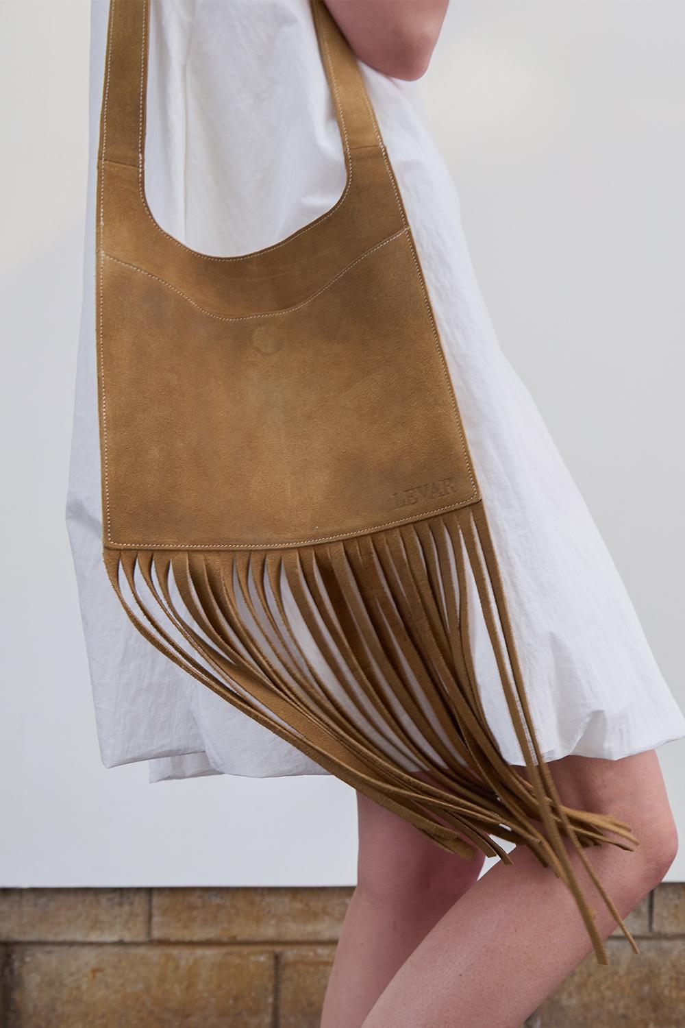 Boho Suede Fringe Bag - Peanut