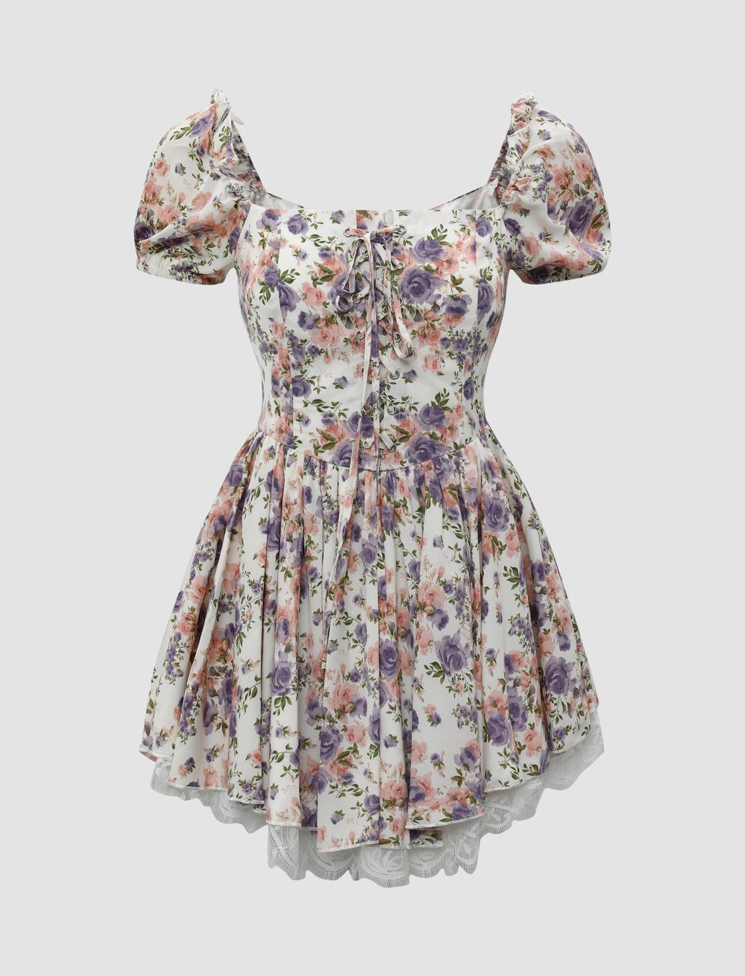 Floral Lace Patchwork Dress