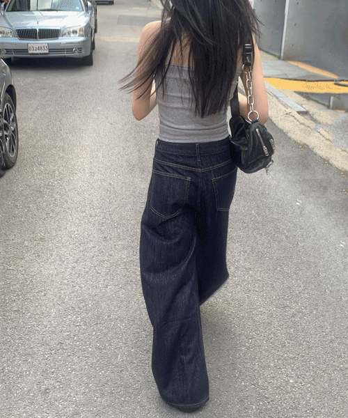 Drape Wide Denim Long Pants