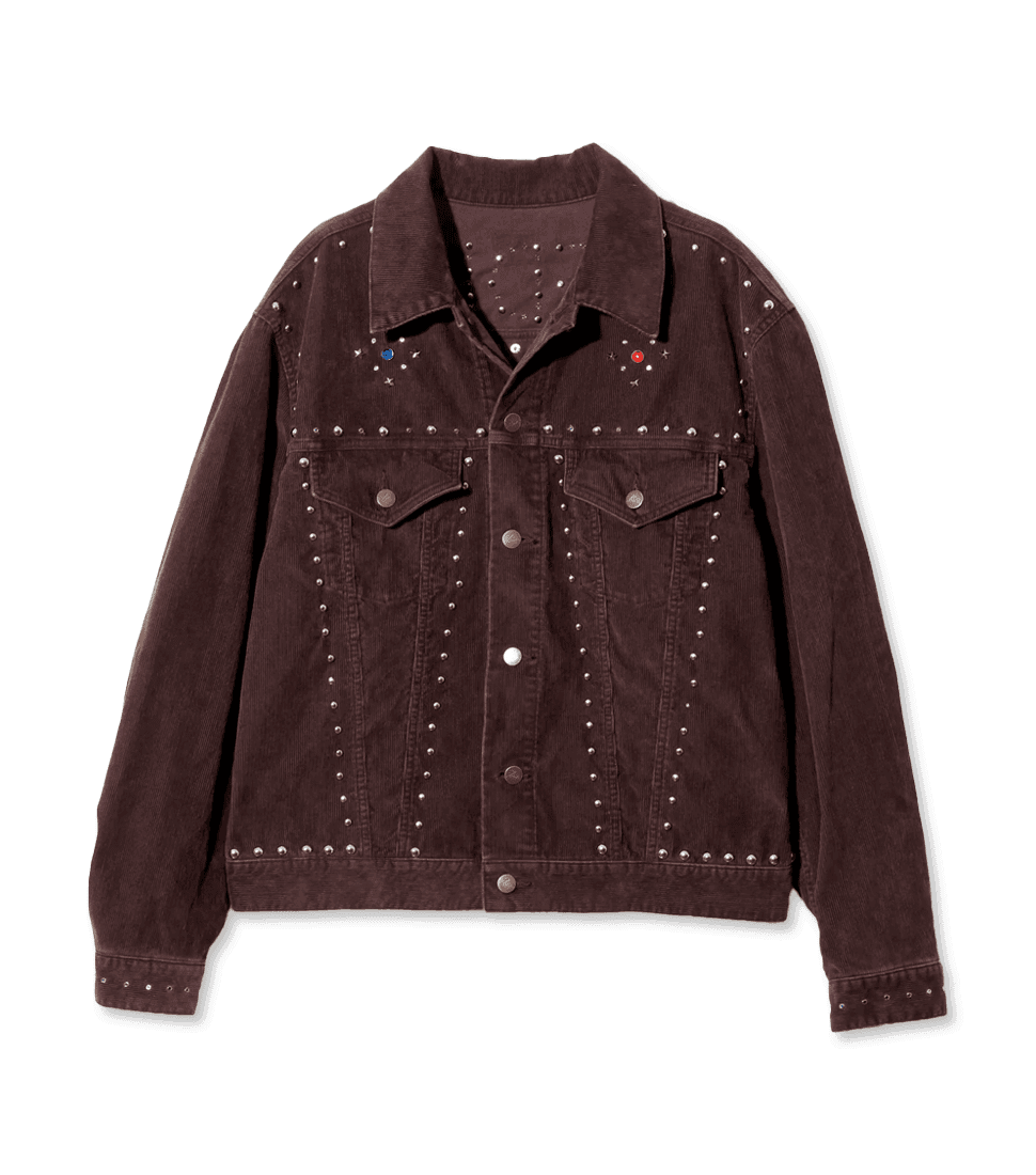 [NEEDLES]STUDDED JEAN JACKET - 14W CORDUROY'BURGUNDY’