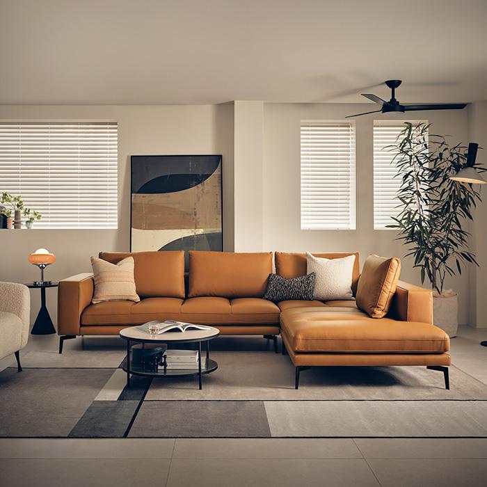 파비아 4인 오픈코너형 토그 소가죽 소파