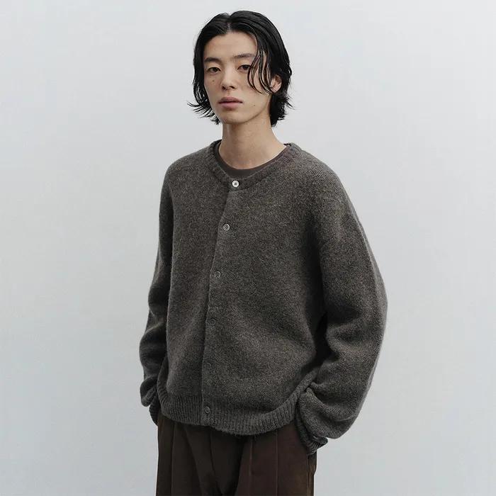 Current Alpaca Roundneck Cardigan (Basalt)