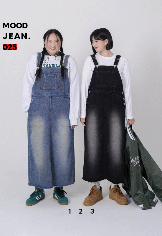 [MOODJEAN] 025 딥워싱 맥시 멜빵 ops (2color)
