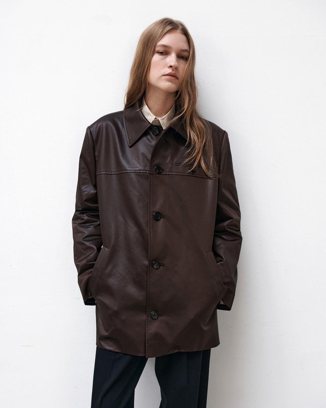 Brown Faux-leather  jacket