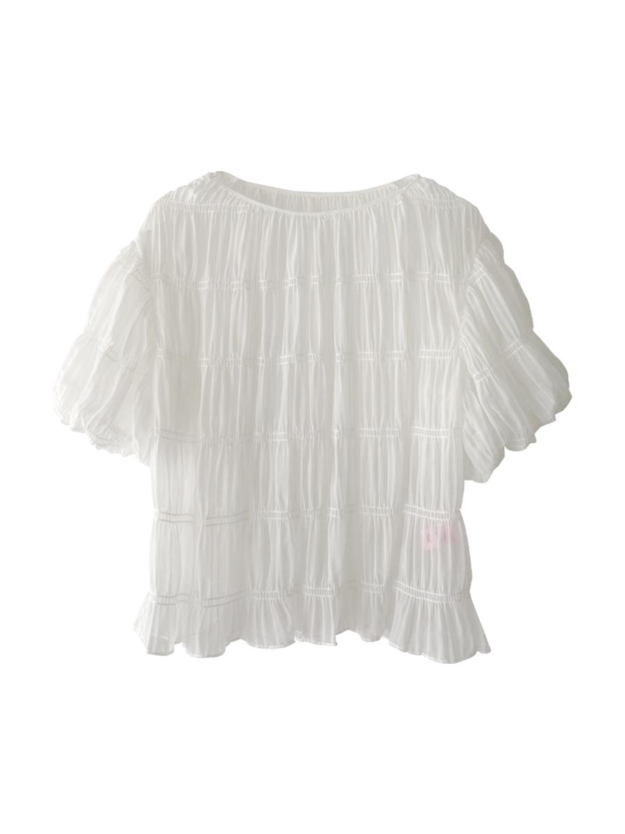 HALF SLEEVE SHEER BLOUSE