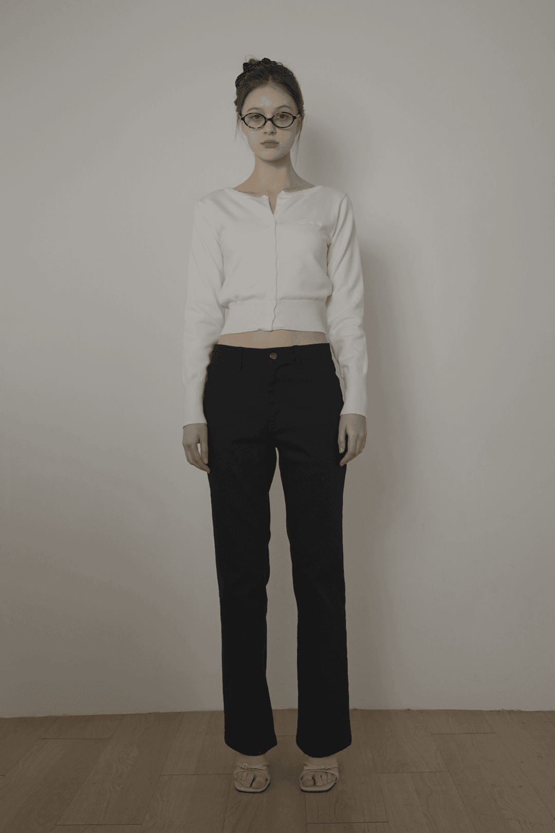 Black cotton bootcut jean