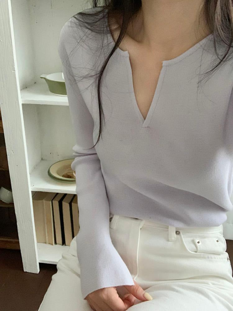 [SALE8/Made] 앤디 브이넥 골지 니트