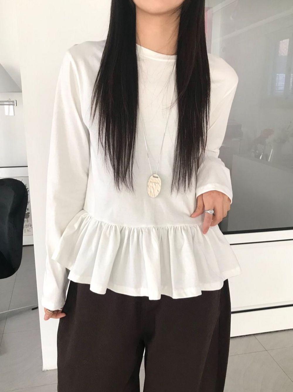 하임 레이어드 프릴 긴팔 티셔츠