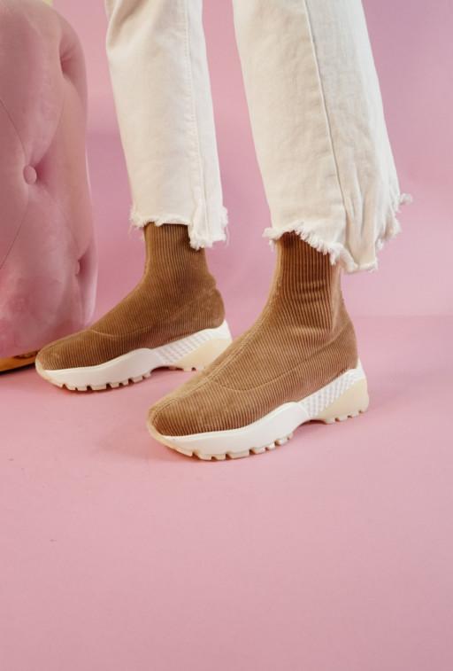 밤비 스니커즈 스웨이드 골지 스판  부츠_브라운