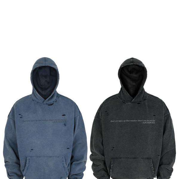 washed old slogan destroyed tide hoodie