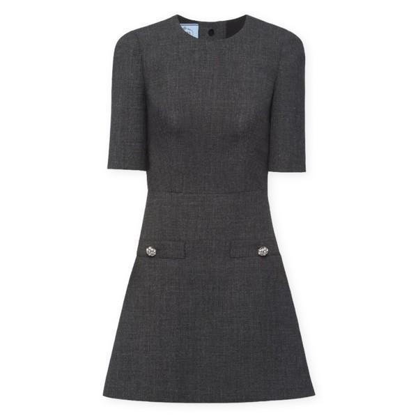 prad* button-embellishment wool minidress