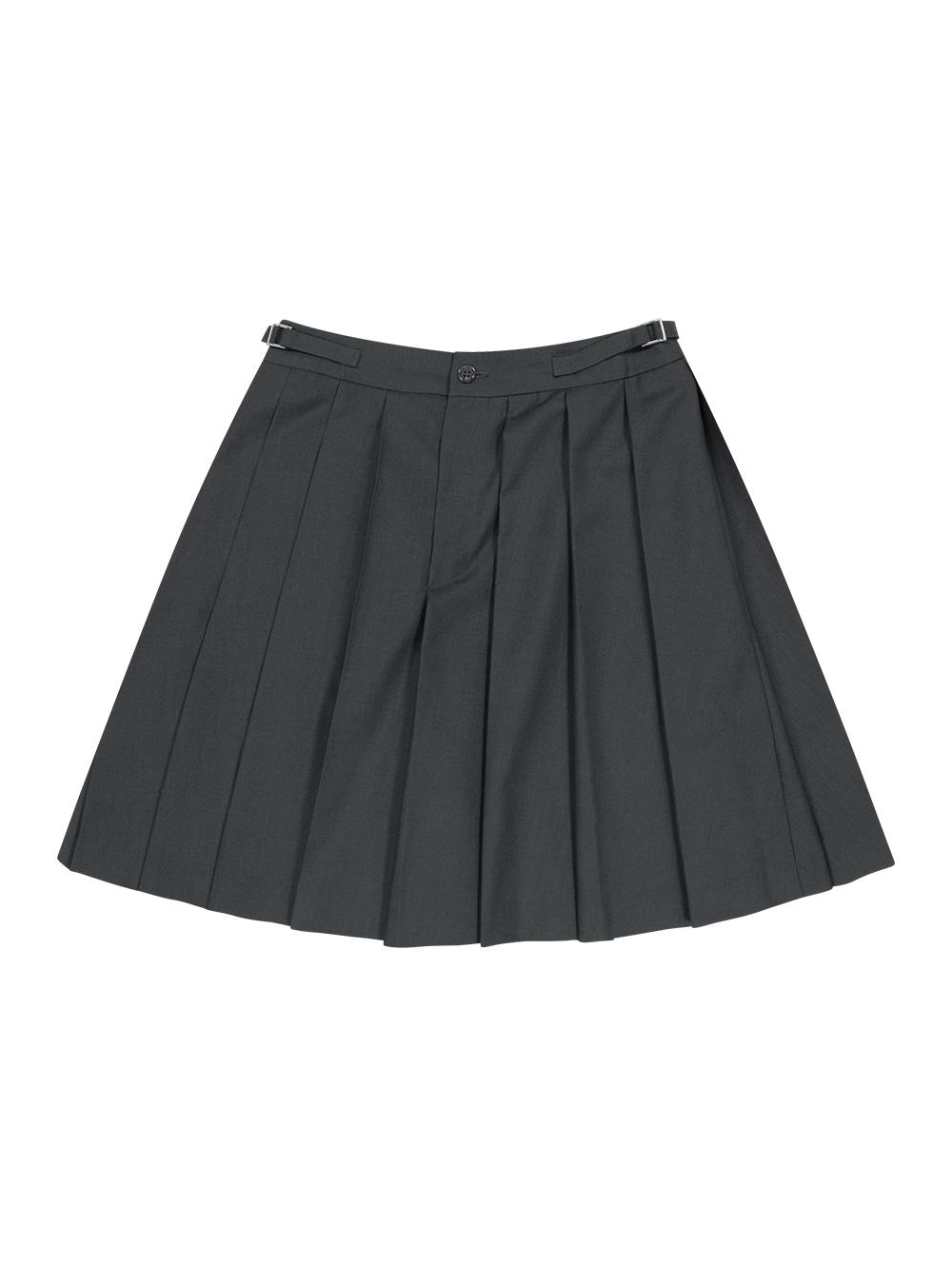 [리오더-5월1일 발송] MIDI PLEATS RIBBON CULOTTE PANTS  [CHARCOAL]