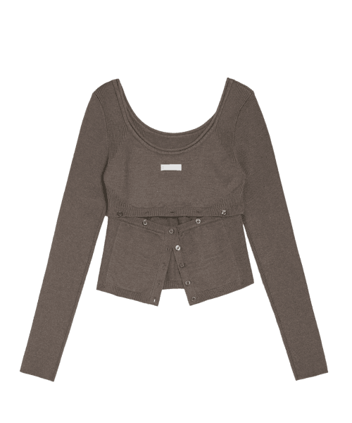 i:e Fluid Knit Top 01 / Stone Brown