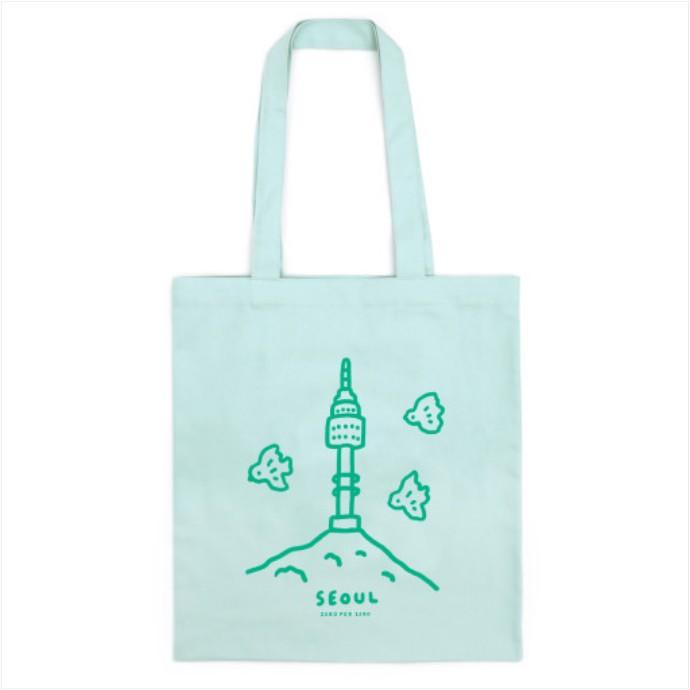 [제로퍼제로] 에코백_서울타워 민트