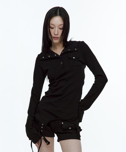 가터 후디드 헨리 탑 블랙