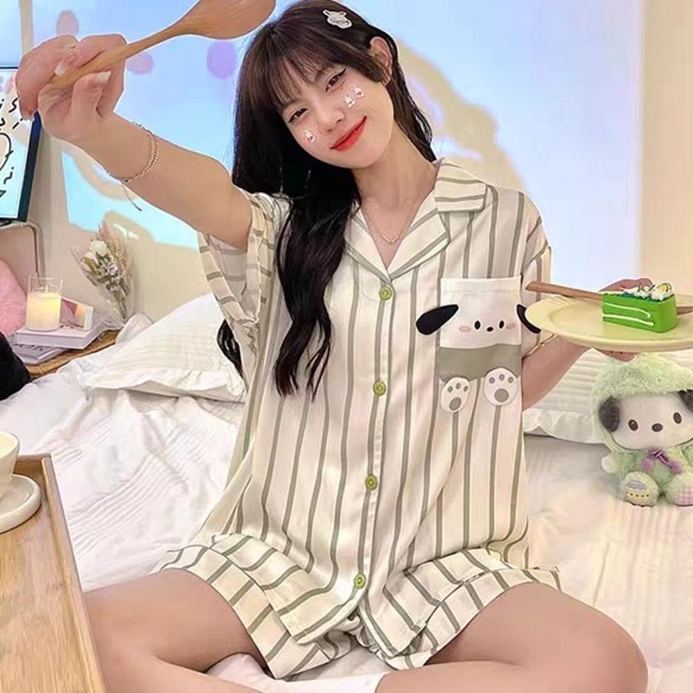 산리오 포차코 스트라이프 여름 잠옷 파자마 세트