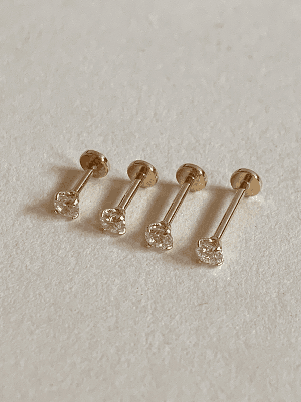 르앙 [BEST🏆] 14k 베이직 인터널 큐빅 라블렛 피어싱 바 두께 0.8mm