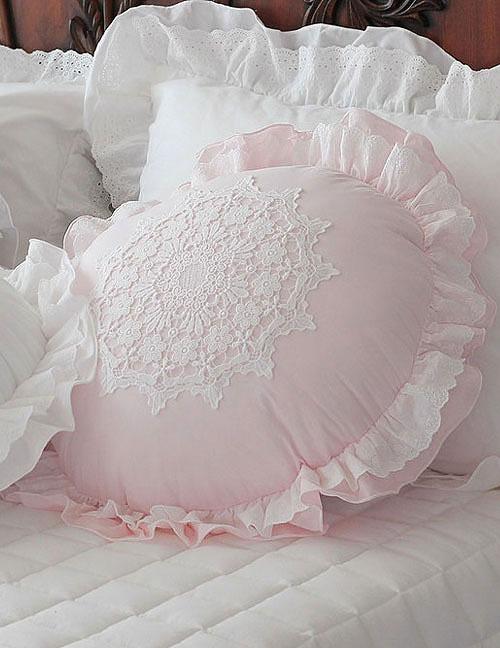 엘리스 도일리 레이스 프릴원형  디자인예쁜쿠션 50R