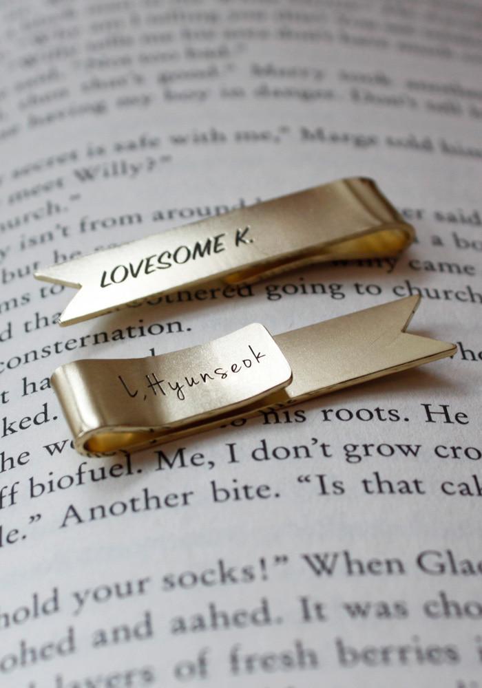 brass message bookclip