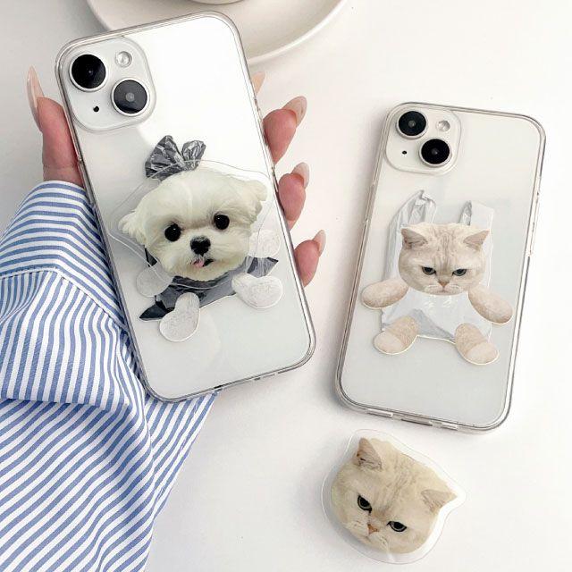 [신상할인] 투명 강아지 고양이 젤리 폰케이스 아이폰 케이스 핸드폰케이스 갤럭시 그립톡 아이폰13미니  폰케이스 커플케이스 아이폰12미니 풀커버 휴대폰케이스 귀여운 핸드폰케이스