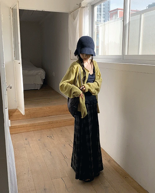 vintage check flare skirt / 3color