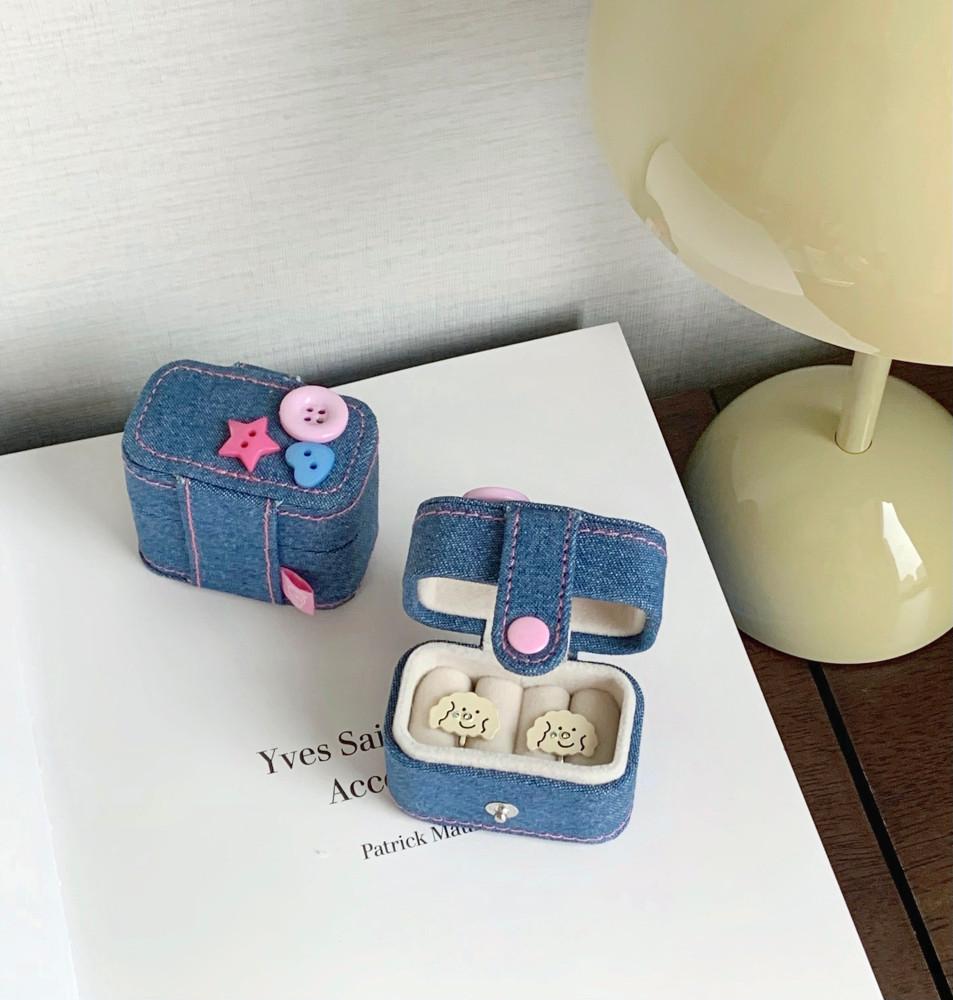 라데리브 블루진 여행용 미니 악세사리 데님 보관함 반지케이스