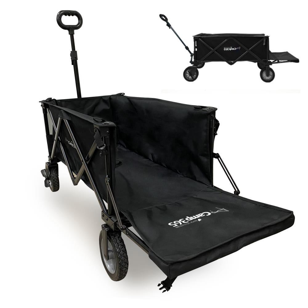 캠프365 파파웨건 스포츠 블랙 장축 내하중120kg 접이식 카트 뒷문개방 브레이크 