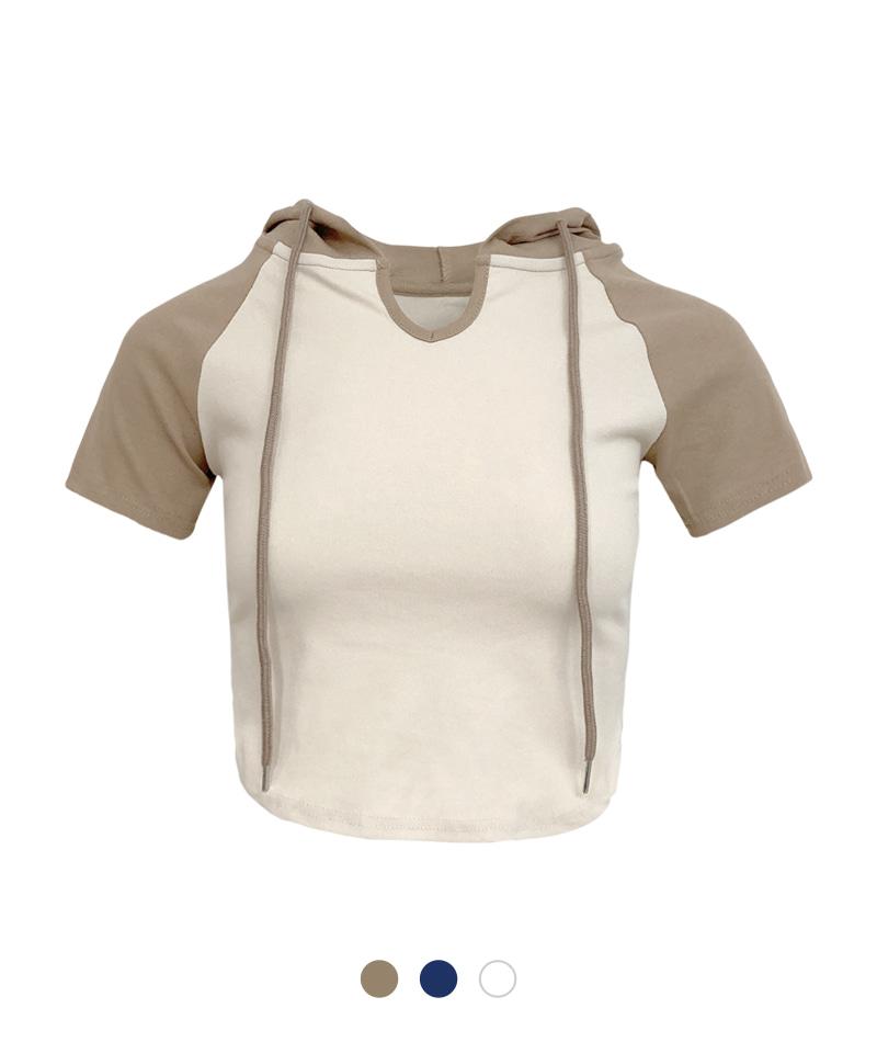 베이비 크롭 후드 티셔츠